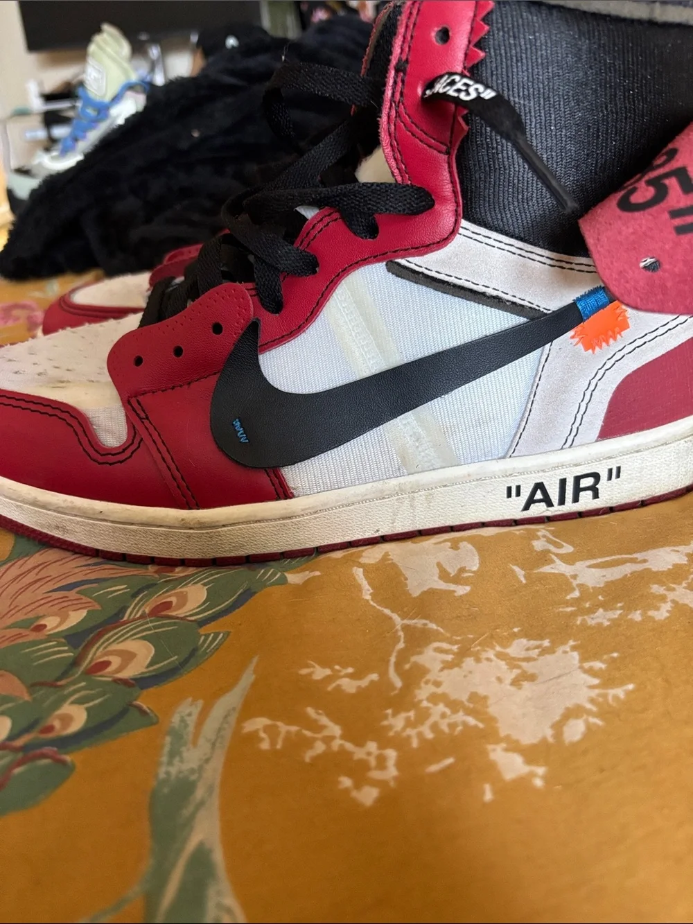 JORDAN SNEAKS Red, White & Black High-Top Sneakers